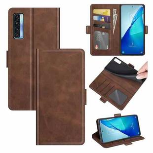 For TCL 20S / 20 5G / 20L Dual-side Magnetic Buckle Horizontal Flip Leather Case with Holder & Card Slots & Wallet(Brown)