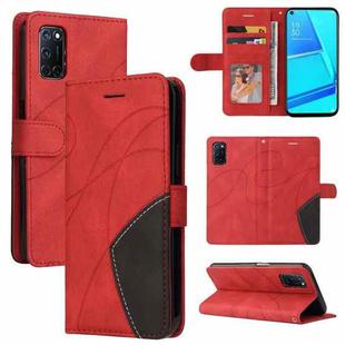 For OPPO A52 / A72 / A92 Dual-color Splicing Horizontal Flip PU Leather Case with Holder & Card Slots & Wallet(Red)