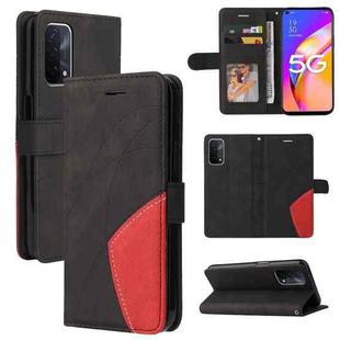 For OPPO A93 5G Dual-color Splicing Horizontal Flip PU Leather Case with Holder & Card Slots & Wallet(Black)
