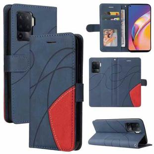 For OPPO A94 5G / 4G / F19 Pro / A95 5G Dual-color Splicing Horizontal Flip PU Leather Case with Holder & Card Slots & Wallet(Blue)