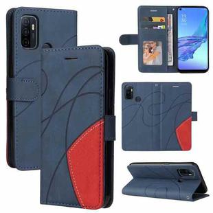 For OPPO A53 / A33 2020 / A32 / A53s Dual-color Splicing Horizontal Flip PU Leather Case with Holder & Card Slots & Wallet(Blue)