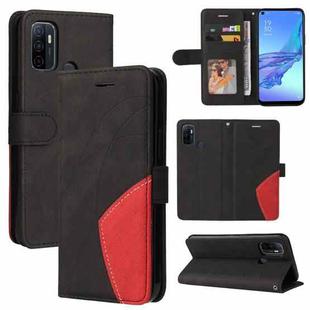 For OPPO A53 / A33 2020 / A32 / A53s Dual-color Splicing Horizontal Flip PU Leather Case with Holder & Card Slots & Wallet(Black)