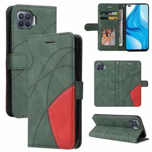 For OPPO F17 Pro / A93 / Reno4 F / Reno4 Lite Dual-color Splicing Horizontal Flip PU Leather Case with Holder & Card Slots & Wallet(Green)