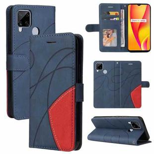 For OPPO Realme C15 Dual-color Splicing Horizontal Flip PU Leather Case with Holder & Card Slots & Wallet(Blue)