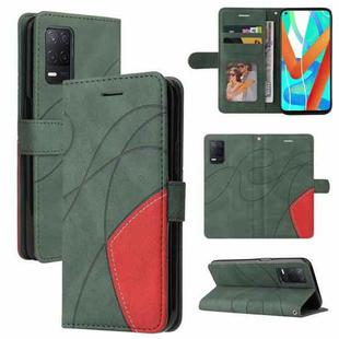 For OPPO Realme V13 5G Dual-color Splicing Horizontal Flip PU Leather Case with Holder & Card Slots & Wallet(Green)