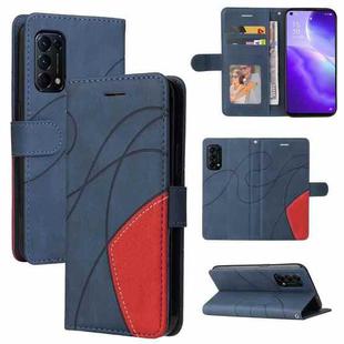 For OPPO Reno5 5G / Find X3 Lite Dual-color Splicing Horizontal Flip PU Leather Case with Holder & Card Slots & Wallet(Blue)