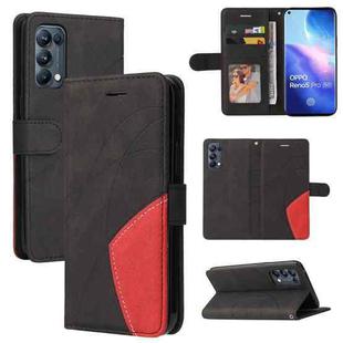 For OPPO Reno5 Pro 5G Dual-color Splicing Horizontal Flip PU Leather Case with Holder & Card Slots & Wallet(Black)