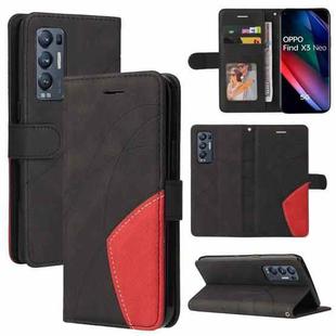 For OPPO Reno5 Pro+ 5G / Find X3 Neo Dual-color Splicing Horizontal Flip PU Leather Case with Holder & Card Slots & Wallet(Black)
