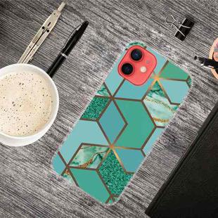 For iPhone 13 mini Abstract Marble Pattern TPU Protective Case (Rhombus Green)