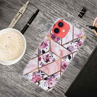 For iPhone 13 mini Abstract Marble Pattern TPU Protective Case (Rhombus Rose)
