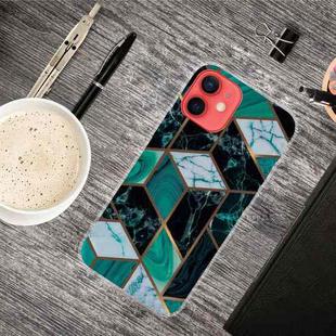 For iPhone 13 mini Abstract Marble Pattern TPU Protective Case (Rhombus Dark Green)