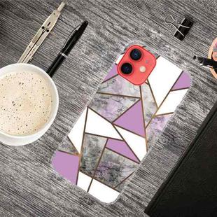 For iPhone 13 mini Abstract Marble Pattern TPU Protective Case (Rhombus Gray Purple)