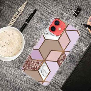 For iPhone 13 Abstract Marble Pattern TPU Protective Case(Rhombus Orange Purple)