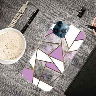 For iPhone 13 Pro Max Abstract Marble Pattern TPU Protective Case (Rhombus Gray Purple)