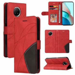 For Xiaomi Redmi Note 9 5G CN Version Dual-color Splicing Horizontal Flip PU Leather Case with Holder & Card Slots & Wallet(Red)