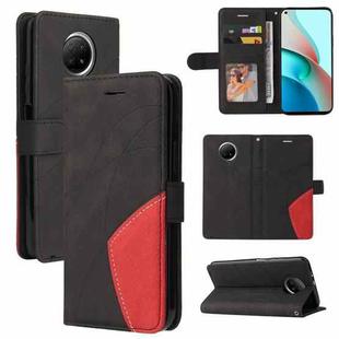 For Xiaomi Redmi Note 9 5G CN Version Dual-color Splicing Horizontal Flip PU Leather Case with Holder & Card Slots & Wallet(Black)