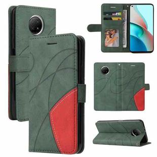 For Xiaomi Redmi Note 9 5G CN Version Dual-color Splicing Horizontal Flip PU Leather Case with Holder & Card Slots & Wallet(Green)