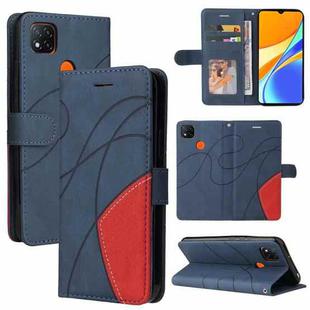 For Xiaomi Redmi 9C Dual-color Splicing Horizontal Flip PU Leather Case with Holder & Card Slots & Wallet(Blue)