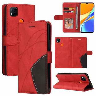 For Xiaomi Redmi 9C Dual-color Splicing Horizontal Flip PU Leather Case with Holder & Card Slots & Wallet(Red)