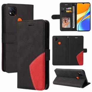 For Xiaomi Redmi 9C Dual-color Splicing Horizontal Flip PU Leather Case with Holder & Card Slots & Wallet(Black)