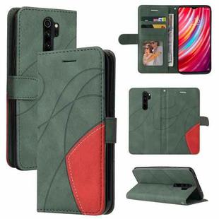 For Xiaomi Redmi Note 8 Pro Dual-color Splicing Horizontal Flip PU Leather Case with Holder & Card Slots & Wallet(Green)