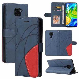 For Xiaomi Redmi Note 9 Dual-color Splicing Horizontal Flip PU Leather Case with Holder & Card Slots & Wallet(Blue)