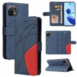 For Xiaomi Mi 11 Lite Dual-color Splicing Horizontal Flip PU Leather Case with Holder & Card Slots & Wallet(Blue)