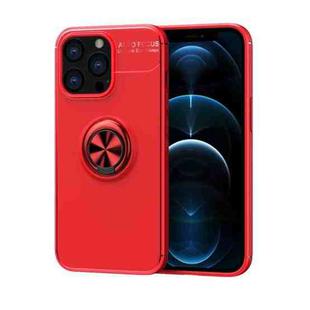 For iPhone 13 Pro Max Metal Ring Holder 360 Degree Rotating TPU Case (Red+Red)