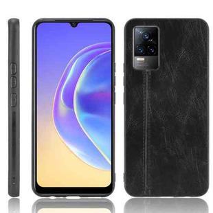 For vivo V21e Shockproof Sewing Cow Skin Texture PC + PU + TPU Case(Black)