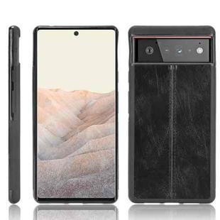 For Google Pixel 6 Pro Shockproof Sewing Cow Skin Texture PC + PU + TPU Case(Black)