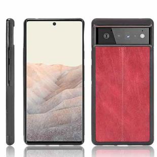 For Google Pixel 6 Pro Shockproof Sewing Cow Skin Texture PC + PU + TPU Case(Red)