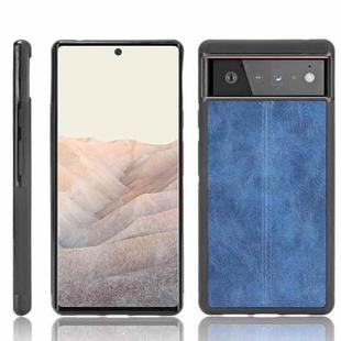 For Google Pixel 6 Pro Shockproof Sewing Cow Skin Texture PC + PU + TPU Case(Blue)