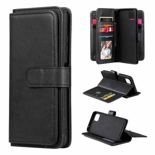 For Samsung Galaxy A22 5G Multifunctional Magnetic Copper Buckle Horizontal Flip Solid Color Leather Case with 10 Card Slots & Wallet & Holder & Photo Frame(Black)