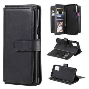 For LG K42 Multifunctional Magnetic Copper Buckle Horizontal Flip Solid Color Leather Case with 10 Card Slots & Wallet & Holder & Photo Frame(Black)