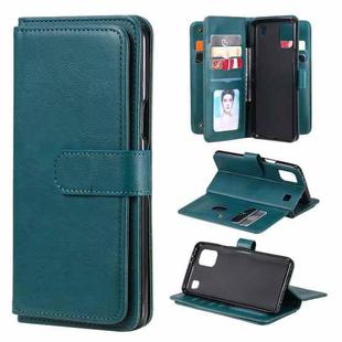 For LG K92 Multifunctional Magnetic Copper Buckle Horizontal Flip Solid Color Leather Case with 10 Card Slots & Wallet & Holder & Photo Frame(Dark Green)