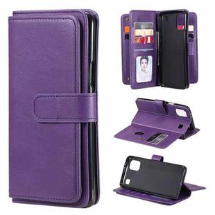 For LG K92 Multifunctional Magnetic Copper Buckle Horizontal Flip Solid Color Leather Case with 10 Card Slots & Wallet & Holder & Photo Frame(Purple)