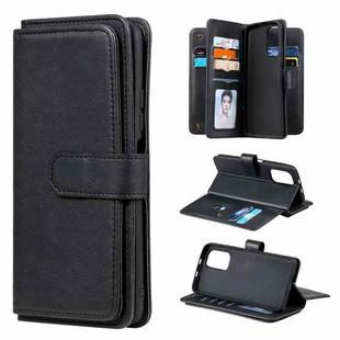 For Xiaomi Redmi K40 Multifunctional Magnetic Copper Buckle Horizontal Flip Solid Color Leather Case with 10 Card Slots & Wallet & Holder & Photo Frame(Black)