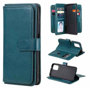 For Xiaomi Redmi Note 10 4G Multifunctional Magnetic Copper Buckle Horizontal Flip Solid Color Leather Case with 10 Card Slots & Wallet & Holder & Photo Frame(Dark Green)