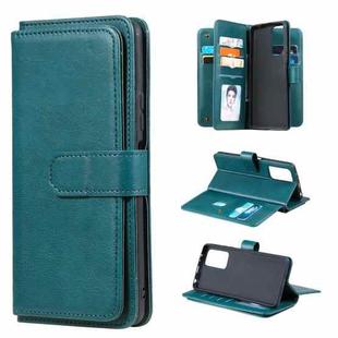 For Xiaomi Redmi Note 10 Pro Multifunctional Magnetic Copper Buckle Horizontal Flip Solid Color Leather Case with 10 Card Slots & Wallet & Holder & Photo Frame(Dark Green)