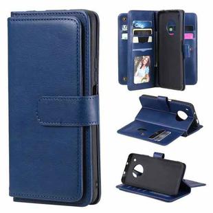 For Huawei Y9a Multifunctional Magnetic Copper Buckle Horizontal Flip Solid Color Leather Case with 10 Card Slots & Wallet & Holder & Photo Frame(Dark Blue)