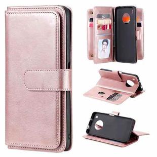 For Huawei Y9a Multifunctional Magnetic Copper Buckle Horizontal Flip Solid Color Leather Case with 10 Card Slots & Wallet & Holder & Photo Frame(Rose Gold)