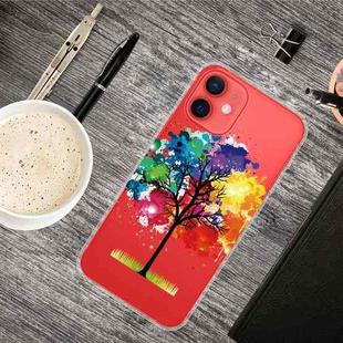 For iPhone 13 mini Painted Pattern High Transparent TPU Protective Case (Oil Painting Tree)