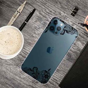 For iPhone 13 Pro Max Painted Pattern High Transparent TPU Protective Case (Lace Flower)