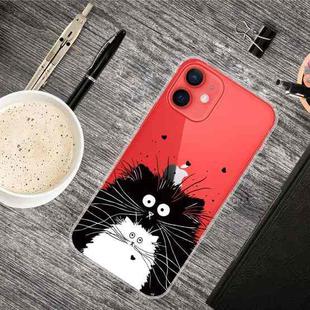 For iPhone 13 mini Painted Pattern High Transparent TPU Protective Case (Black and White Rat)