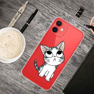 For iPhone 13 mini Painted Pattern High Transparent TPU Protective Case (Tilted Head Cat)