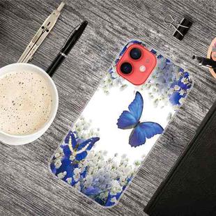 For iPhone 13 mini Painted Pattern High Transparent TPU Protective Case (White Flower Butterfly)