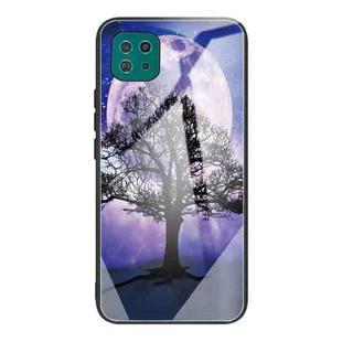 For Samsung Galaxy A22 5G Colorful Painted Glass Shockproof Protective Case(Tree)
