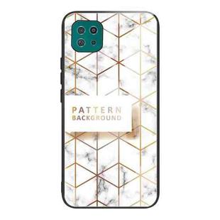 For Samsung Galaxy A22 5G Marble Tempered Glass Back Cover TPU Border Case(HCBL-19)