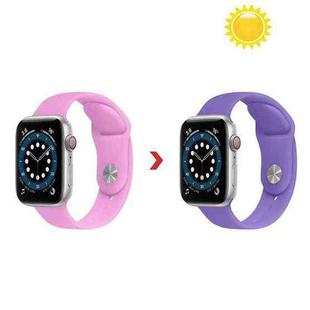 Discoloration in Sun Silicone Watch Band For Apple Watch Series 8&7 41mm / SE 2&6&SE&5&4 40mm / 3&2&1 38mm(Pink Change Purple)