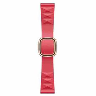 Modern Style Silicone Watch Band For Apple Watch Series 8&7 41mm / SE 2&6&SE&5&4 40mm / 3&2&1 38mm, Style:Rose Gold Buckle(Red)